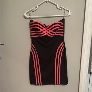 Love Culture Strapless Dress in Black and Pink